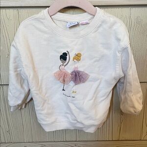 Zara Kids Toddler Girls' size 18-24 months Cream Sweatshirt with Ballerina Print